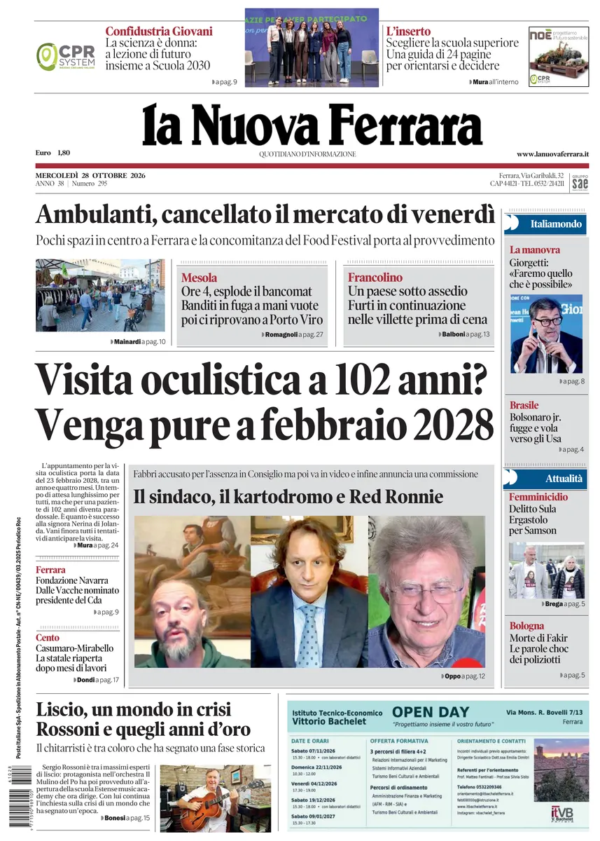 Prima-pagina-nuova ferrara-oggi-edizione-del-2026-10-28